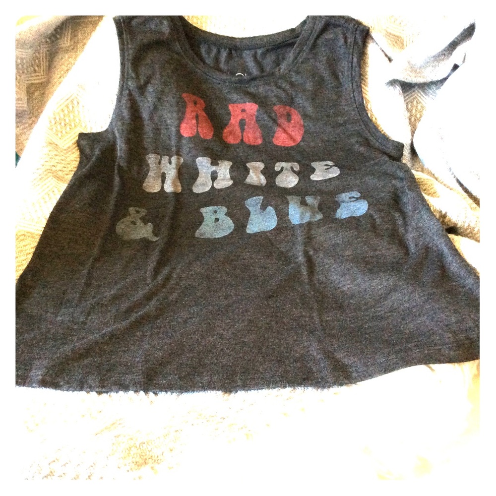 LOL vintage tank red white blue Novelty T-shirt  S